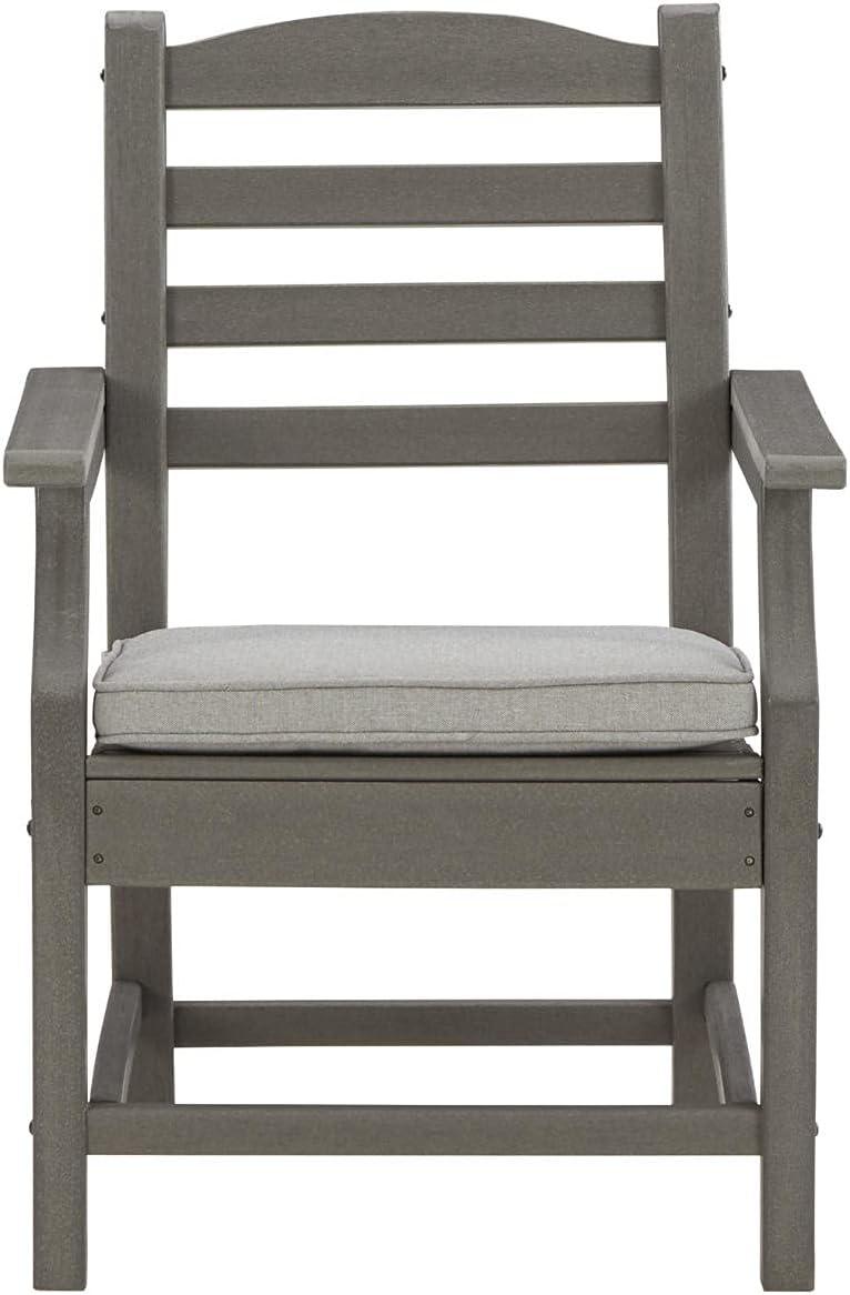 imageSignature Design by Ashley Visola Outdoor HDPE Dining Chair Set of 2 Durable and Weather Resistant HDPE Material AllWeather Nuvella Fabric Seat Cushion GrayArm Chairs