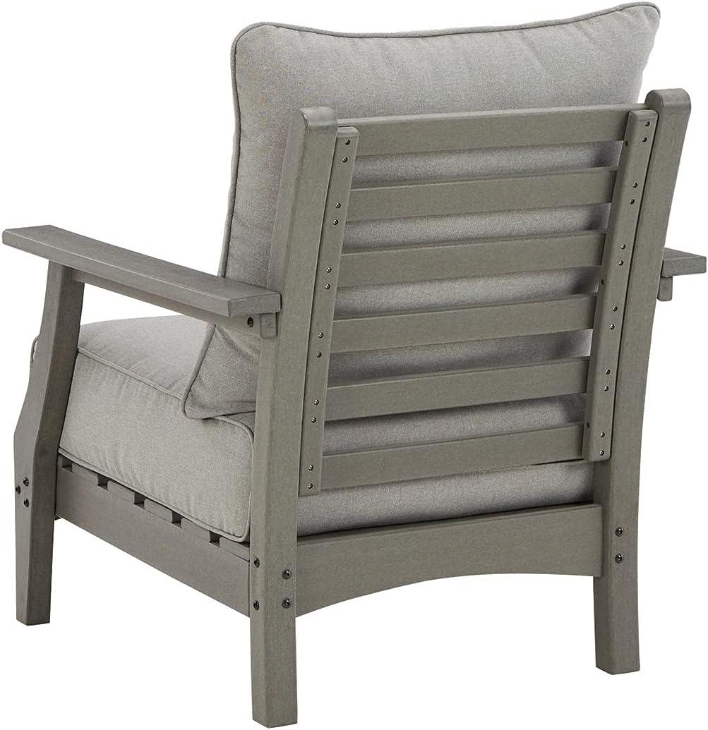 imageSignature Design by Ashley Visola Outdoor HDPE Dining Chair Set of 2 Durable and Weather Resistant HDPE Material AllWeather Nuvella Fabric Seat Cushion GrayChair