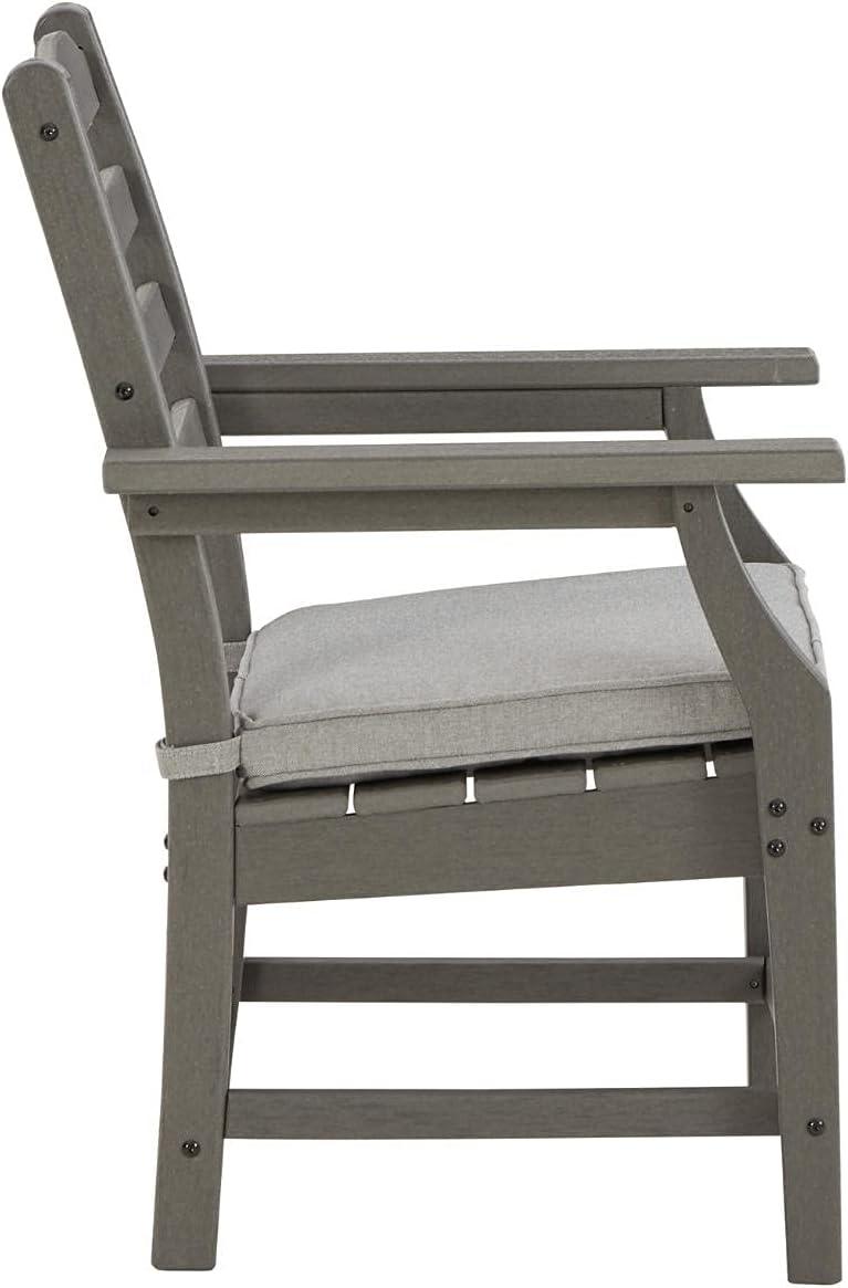 imageSignature Design by Ashley Visola Outdoor HDPE Dining Chair Set of 2 Durable and Weather Resistant HDPE Material AllWeather Nuvella Fabric Seat Cushion GrayArm Chairs