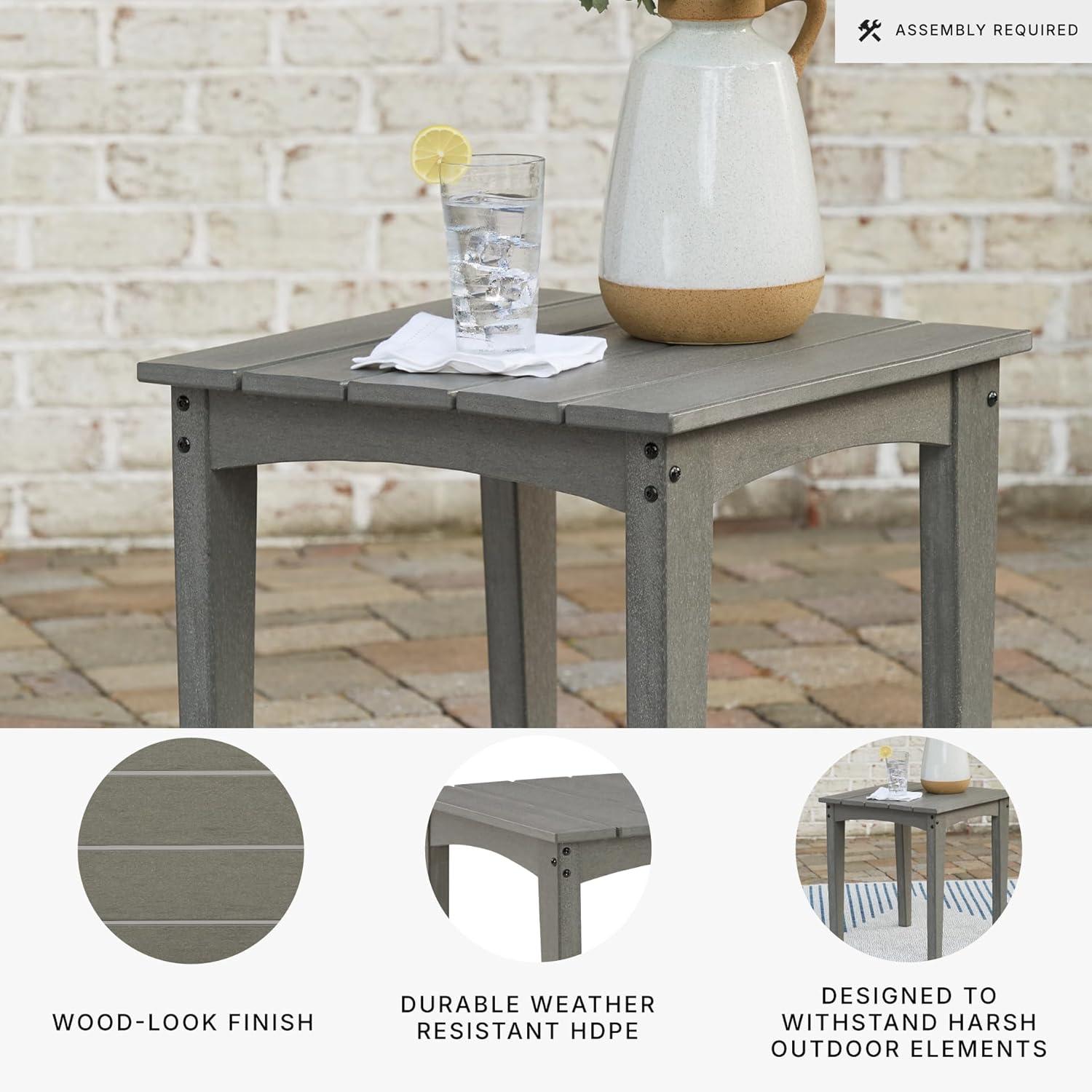 imageSignature Design by Ashley Visola Outdoor HDPE Dining Chair Set of 2 Durable and Weather Resistant HDPE Material AllWeather Nuvella Fabric Seat Cushion GrayEnd Table