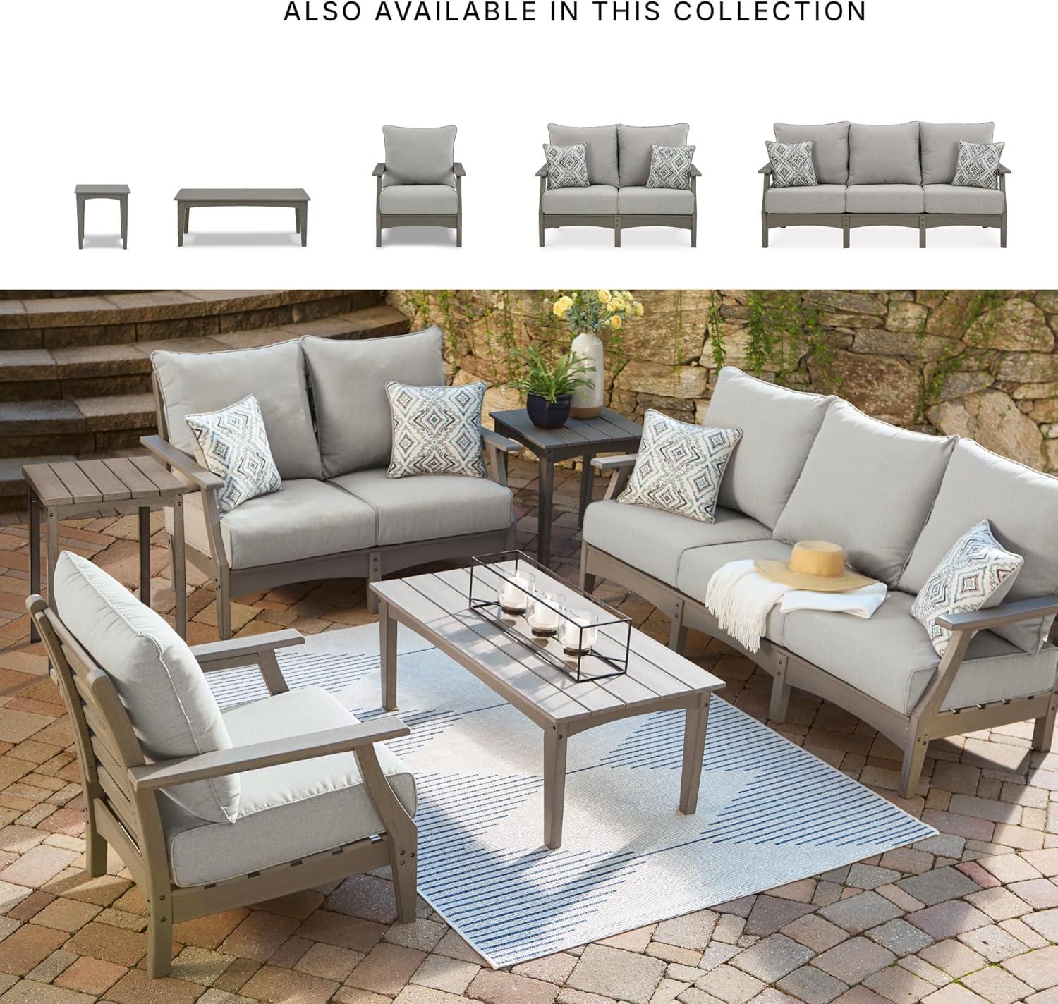 imageSignature Design by Ashley Visola Outdoor HDPE Dining Chair Set of 2 Durable and Weather Resistant HDPE Material AllWeather Nuvella Fabric Seat Cushion GrayCoffee Table