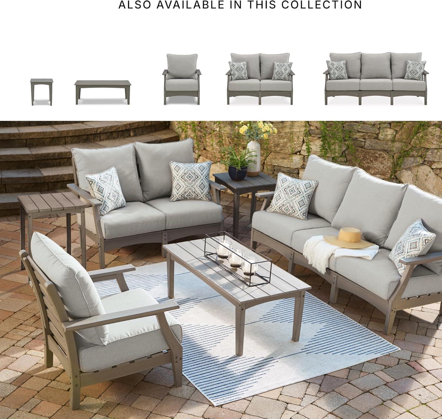 imageSignature Design by Ashley Visola Outdoor HDPE Dining Chair Set of 2 Durable and Weather Resistant HDPE Material AllWeather Nuvella Fabric Seat Cushion GrayChair
