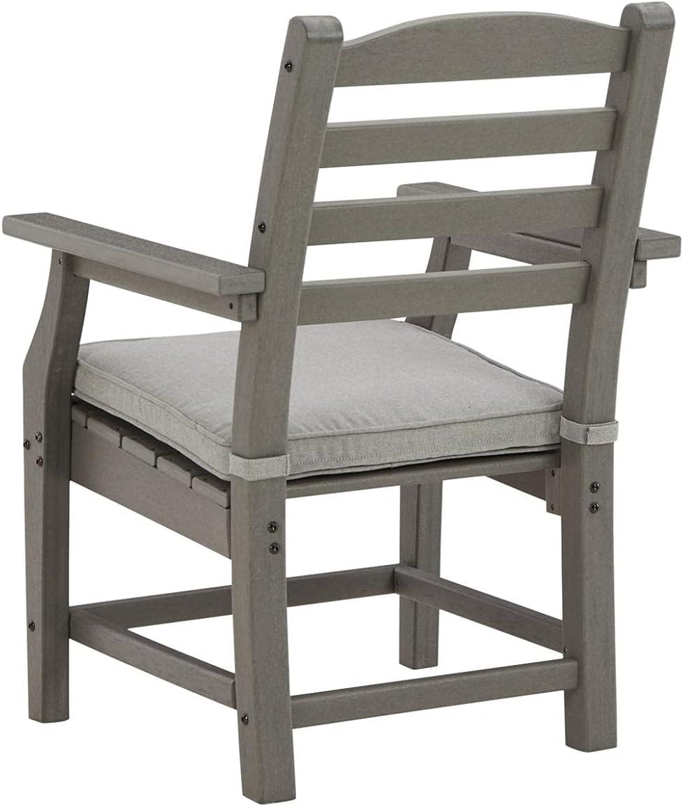 imageSignature Design by Ashley Visola Outdoor HDPE Dining Chair Set of 2 Durable and Weather Resistant HDPE Material AllWeather Nuvella Fabric Seat Cushion GrayArm Chairs