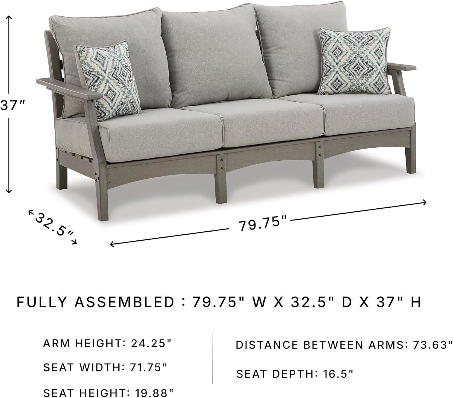 imageSignature Design by Ashley Visola Outdoor HDPE Dining Chair Set of 2 Durable and Weather Resistant HDPE Material AllWeather Nuvella Fabric Seat Cushion GraySofa
