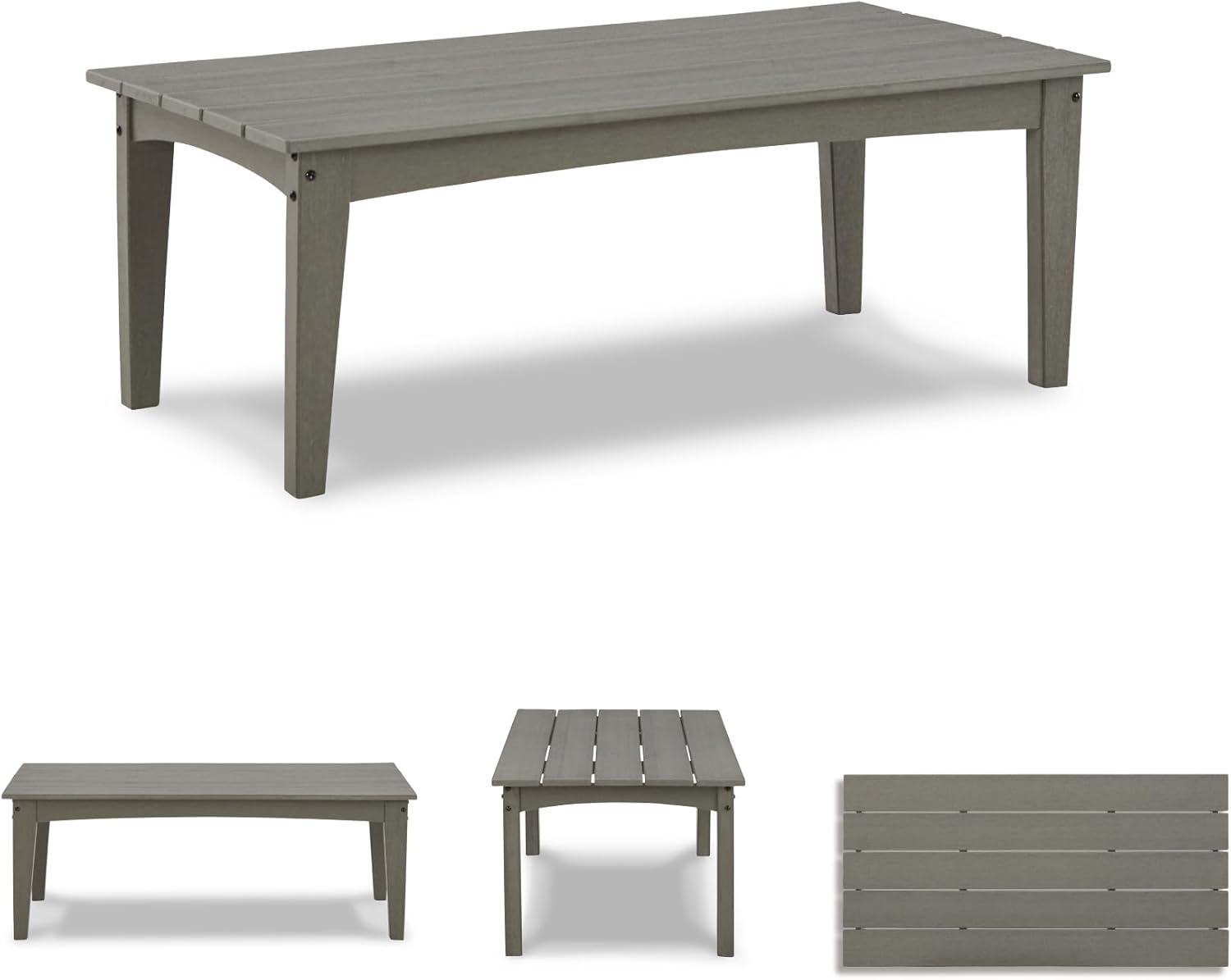 imageSignature Design by Ashley Visola Outdoor HDPE Dining Chair Set of 2 Durable and Weather Resistant HDPE Material AllWeather Nuvella Fabric Seat Cushion GrayCoffee Table