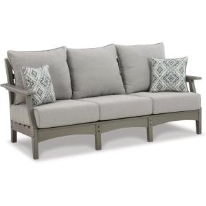 Signature Design by Ashley Visola Outdoor HDPE Dining Chair Set of 2, Durable and Weather Resistant HDPE Material, All-Weather Nuvella Fabric Seat Cushion, Gray(Sofa)