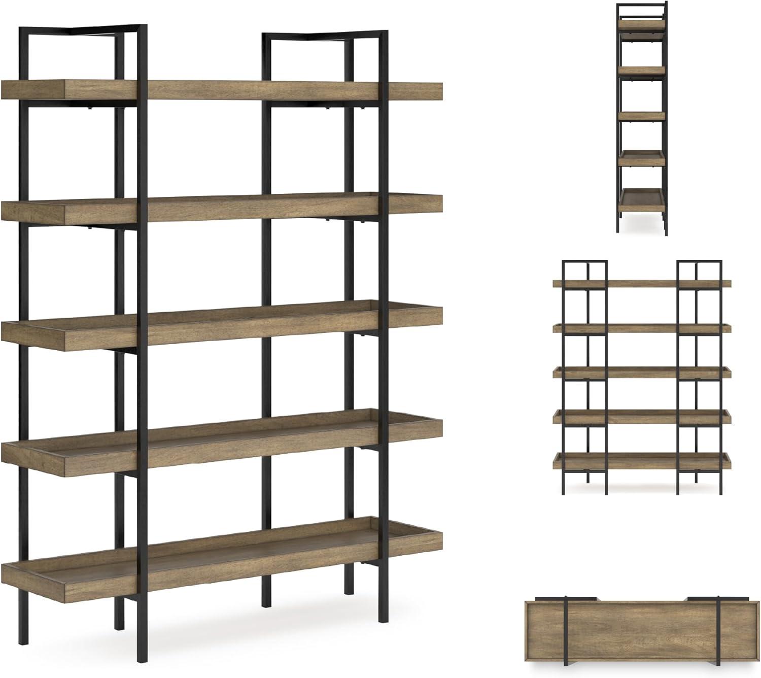 imageSignature Design by Ashley Montia Industrial Freestanding 5Tier 76 Etagere Bookcase Light Brown