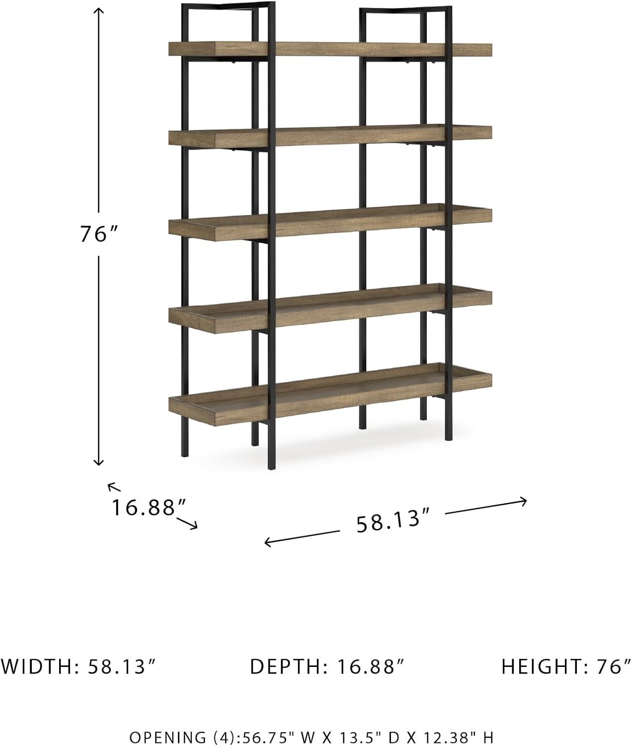 imageSignature Design by Ashley Montia Industrial Freestanding 5Tier 76 Etagere Bookcase Light Brown