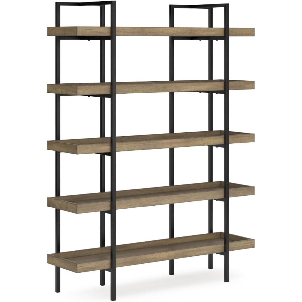 imageSignature Design by Ashley Montia Industrial Freestanding 5Tier 76 Etagere Bookcase Light Brown
