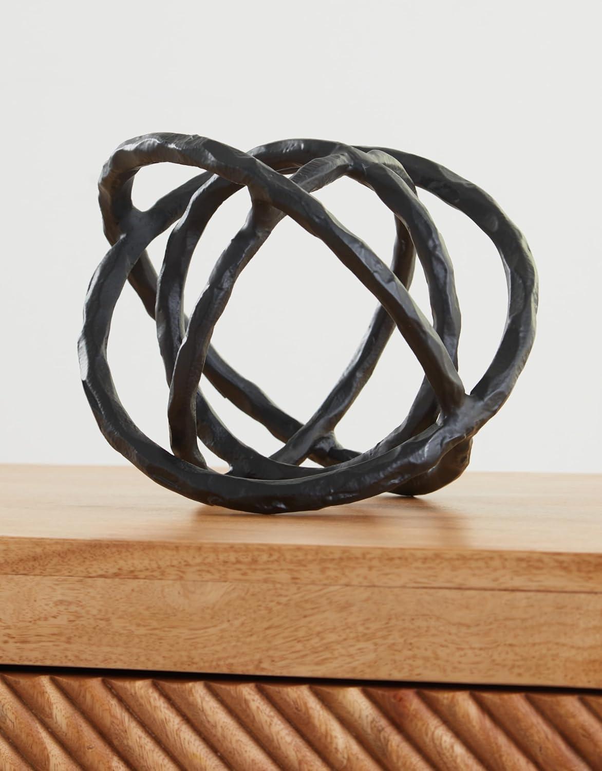 imageSignature Design by Ashley Barlee Contemporary Waterproof Cast Aluminum Global Sculpture Black