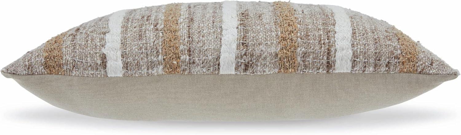 imageSignature Design by Ashley Benish Casual Indoor Striped 22 x 14 Inches Pillow with Zipper Closure Light Brown amp White