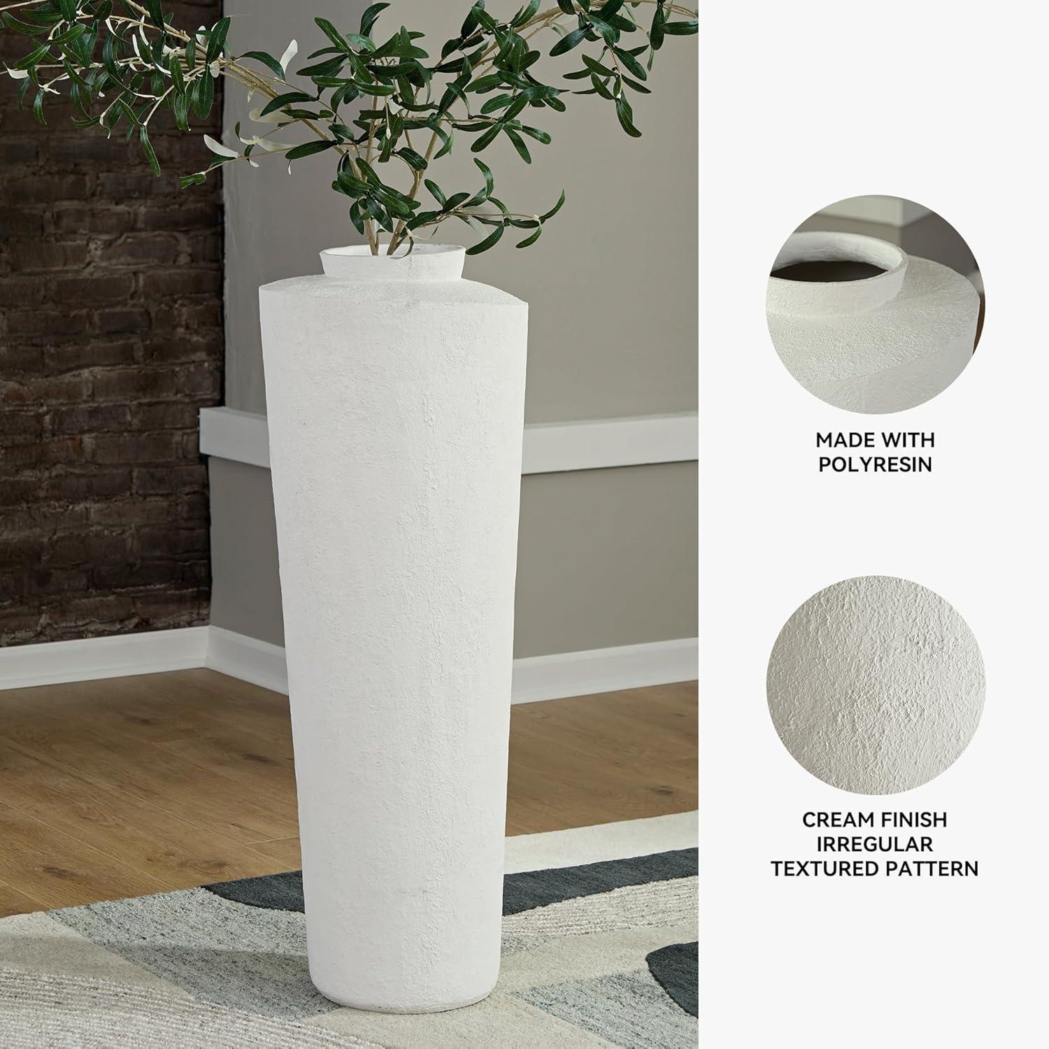 imageSignature Design by Ashley Flurinworth Minimalist Indoor Polyresin Floor Vase with Wide Mouth and Irregular Textured Pattern WhiteLarge