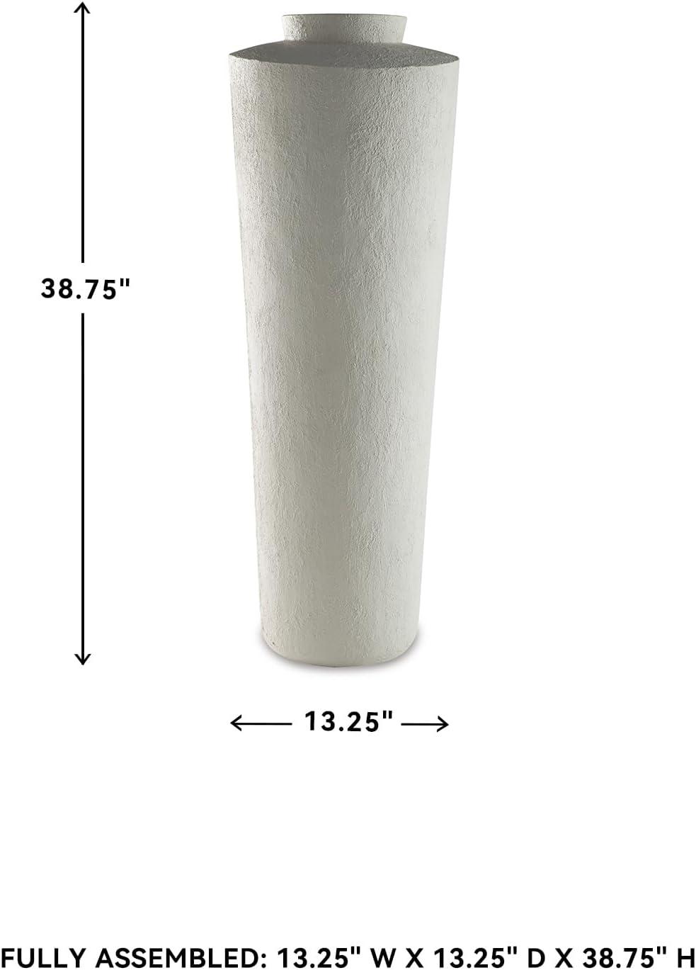 imageSignature Design by Ashley Flurinworth Minimalist Indoor Polyresin Floor Vase with Wide Mouth and Irregular Textured Pattern WhiteLarge