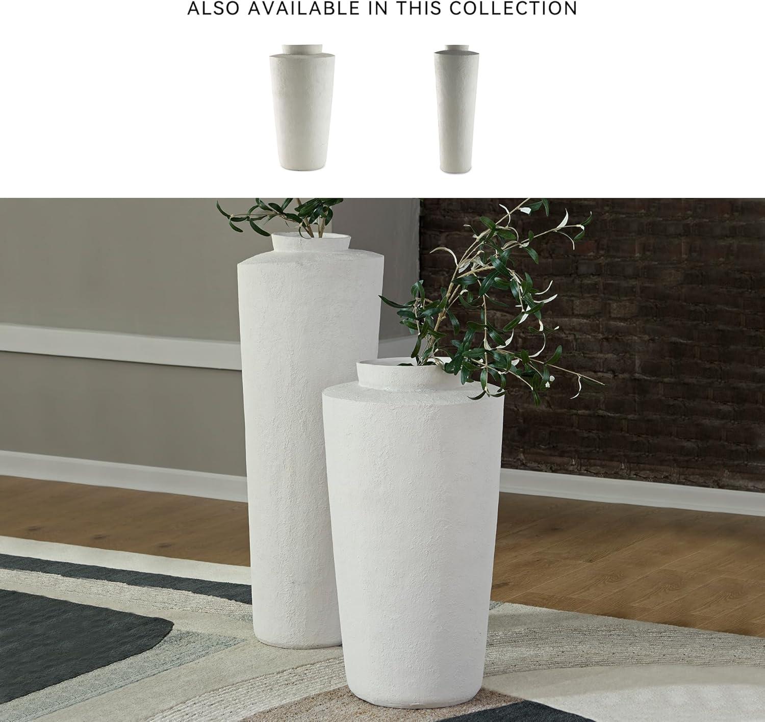 imageSignature Design by Ashley Flurinworth Minimalist Indoor Polyresin Floor Vase with Wide Mouth and Irregular Textured Pattern WhiteLarge