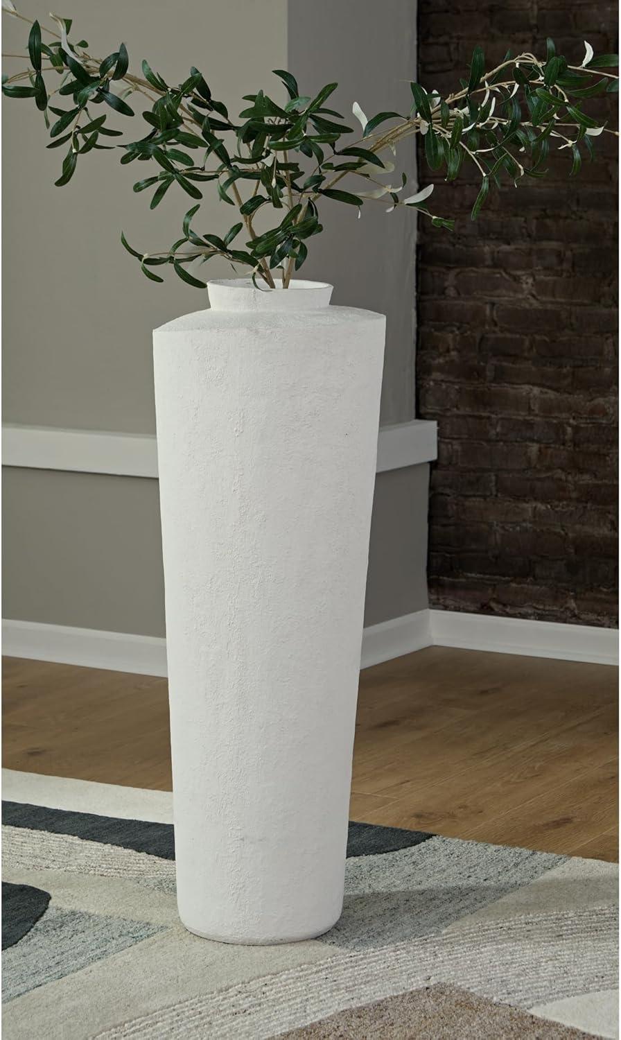 imageSignature Design by Ashley Flurinworth Minimalist Indoor Polyresin Floor Vase with Wide Mouth and Irregular Textured Pattern WhiteLarge