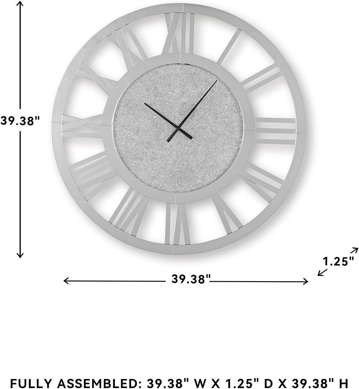 imageSignature Design by Ashley Reinport Contemporary Glass Analog Quartz Wall Clock with Roman Numerals Chrome amp Black