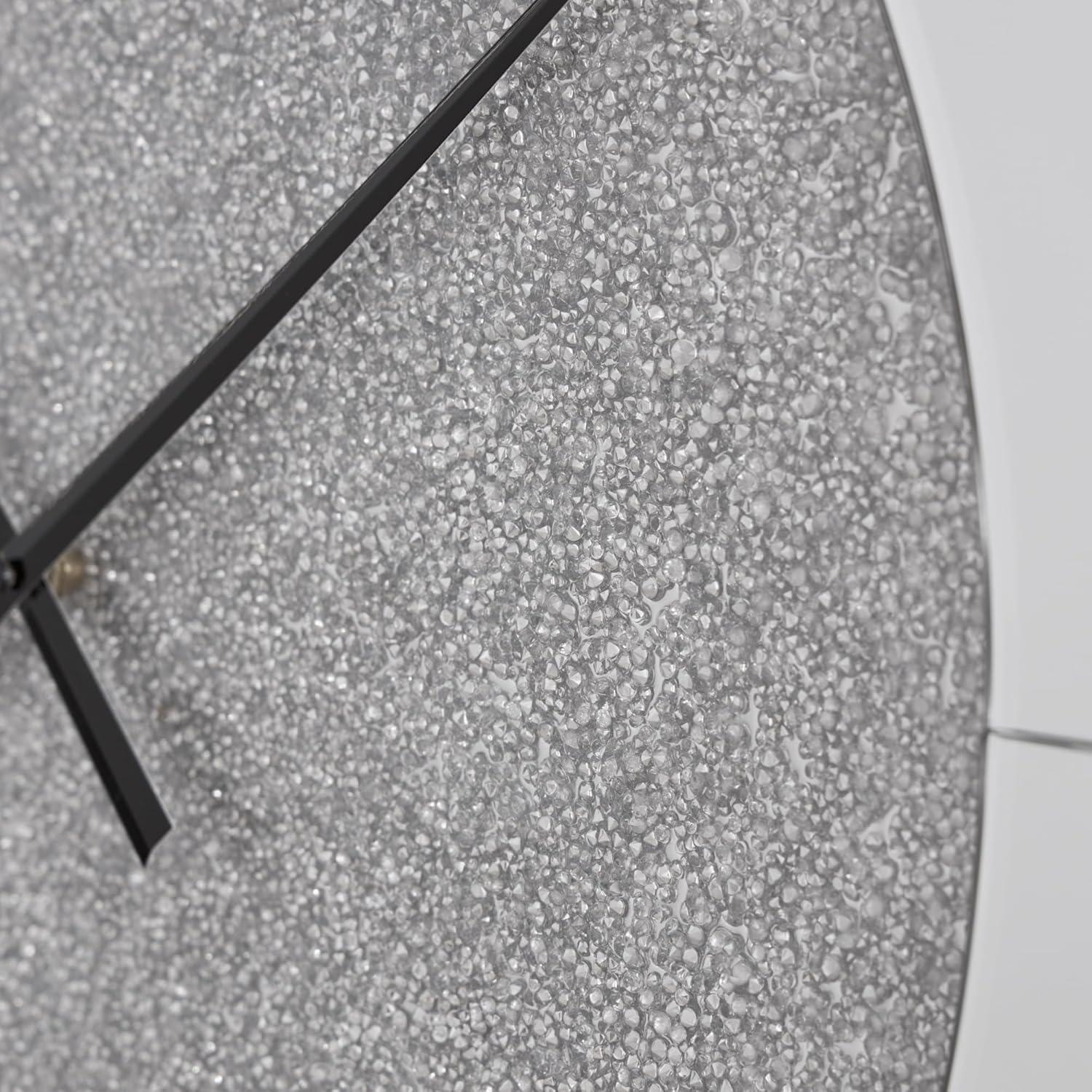 imageSignature Design by Ashley Reinport Contemporary Glass Analog Quartz Wall Clock with Roman Numerals Chrome amp Black