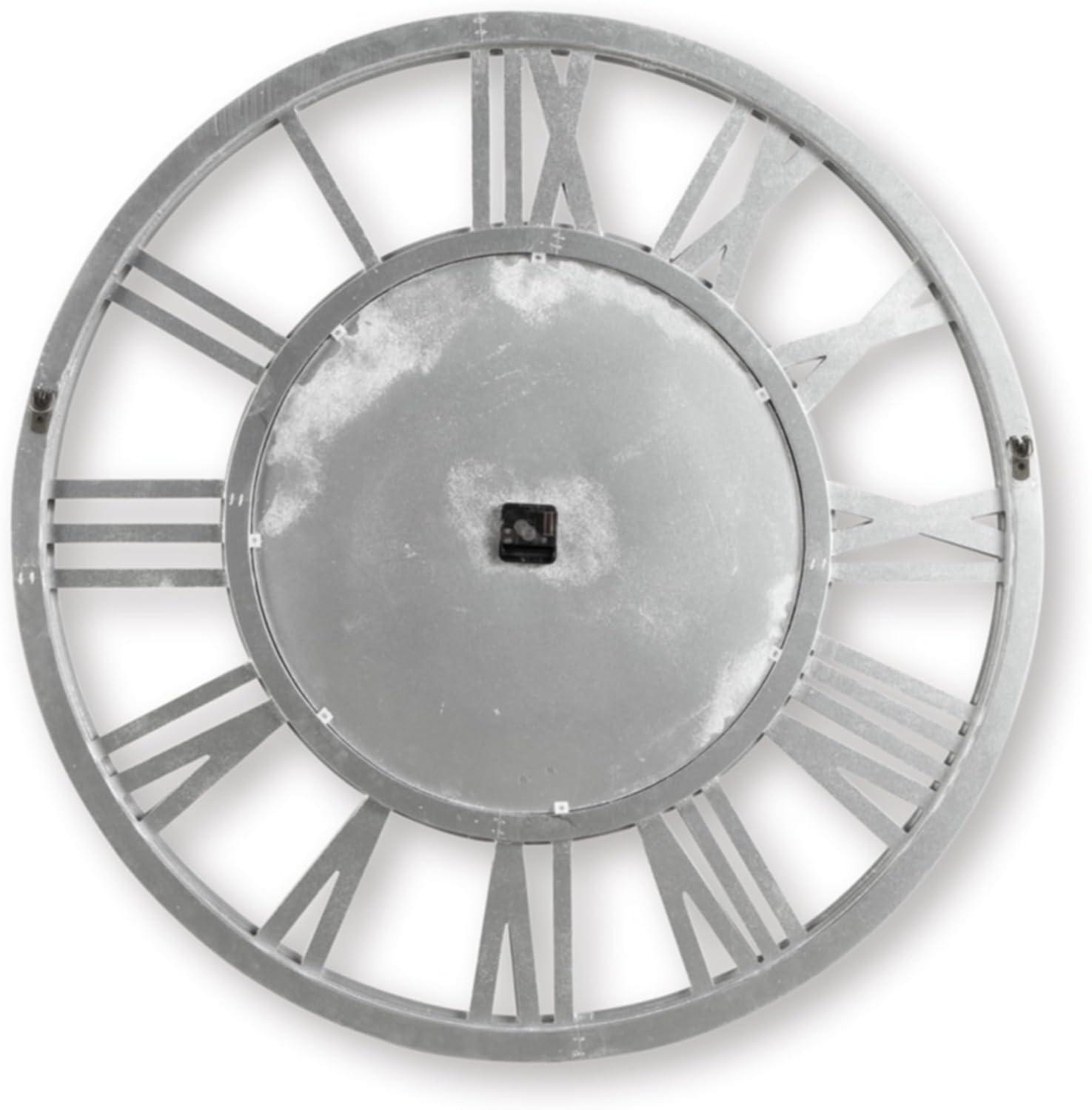 imageSignature Design by Ashley Reinport Contemporary Glass Analog Quartz Wall Clock with Roman Numerals Chrome amp Black
