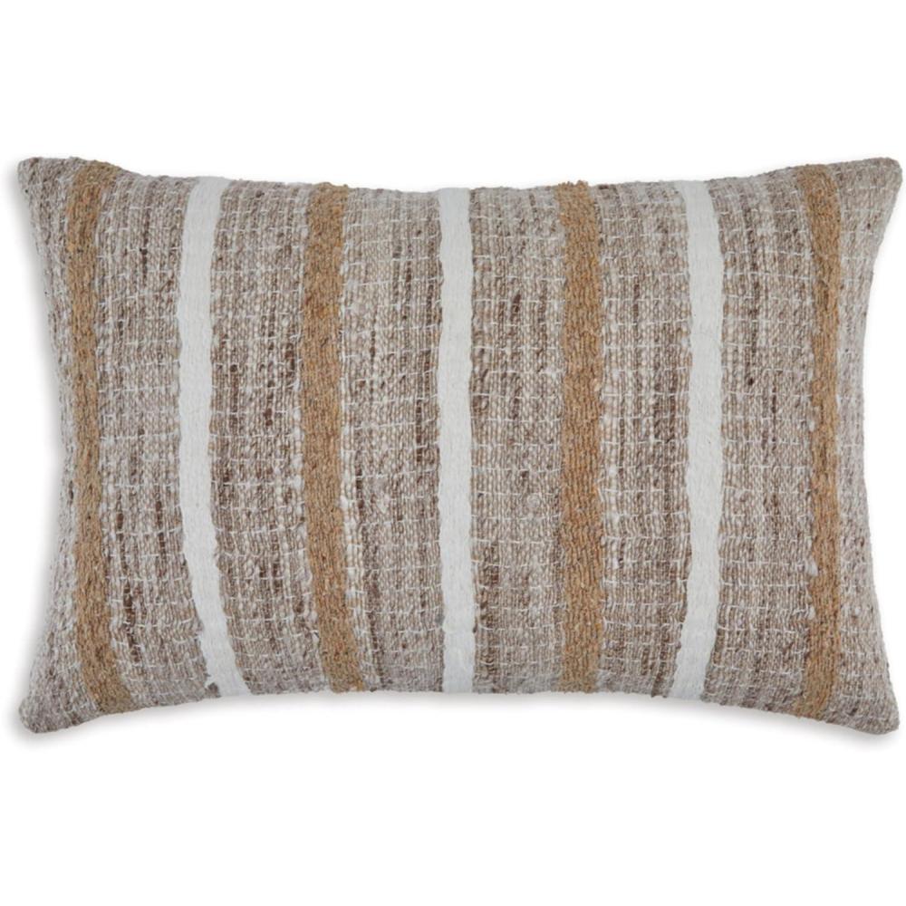 imageSignature Design by Ashley Benish Casual Indoor Striped 22 x 14 Inches Pillow with Zipper Closure Light Brown amp White