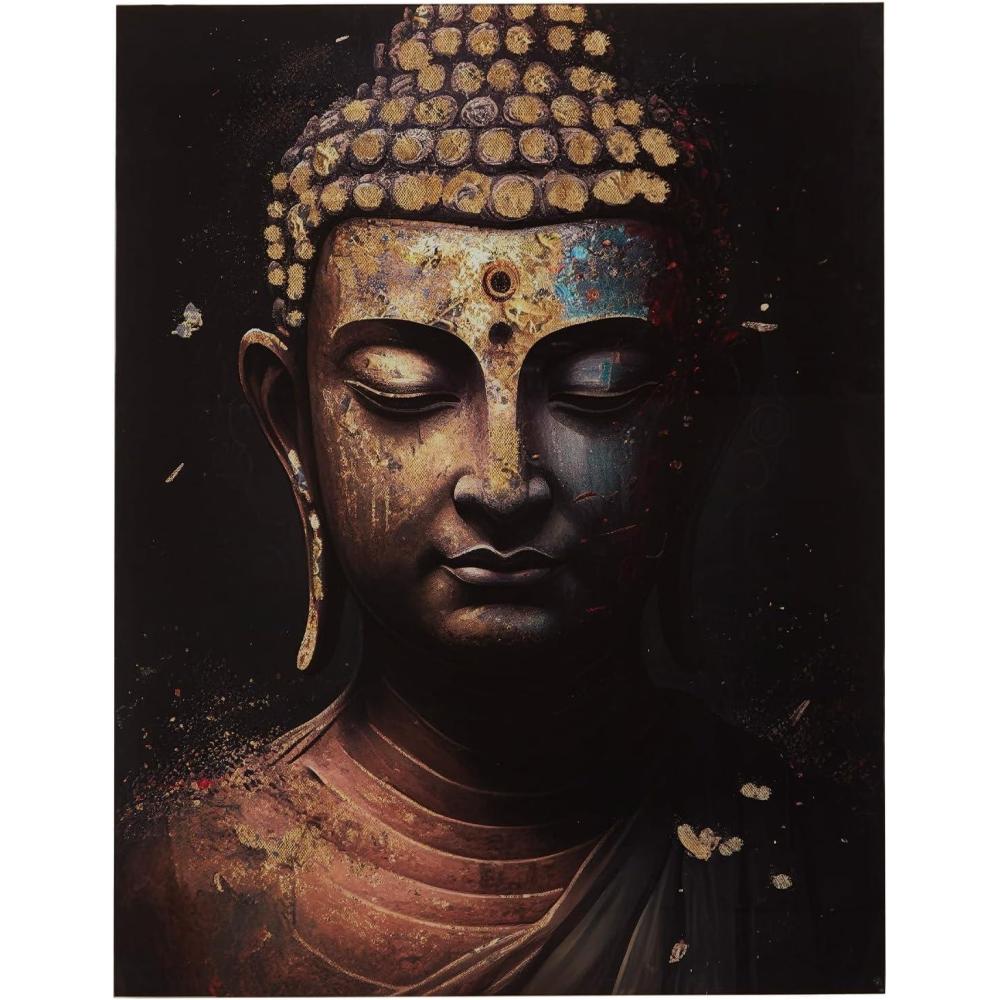 imageSignature Design by Ashley Caymoore Contemporary Rectangular Printed Buddha Wall Art 36 x 48 Inches Black amp Metallic