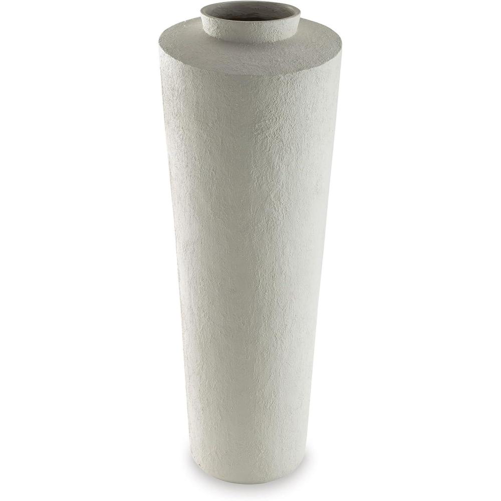 imageSignature Design by Ashley Flurinworth Minimalist Indoor Polyresin Floor Vase with Wide Mouth and Irregular Textured Pattern WhiteLarge