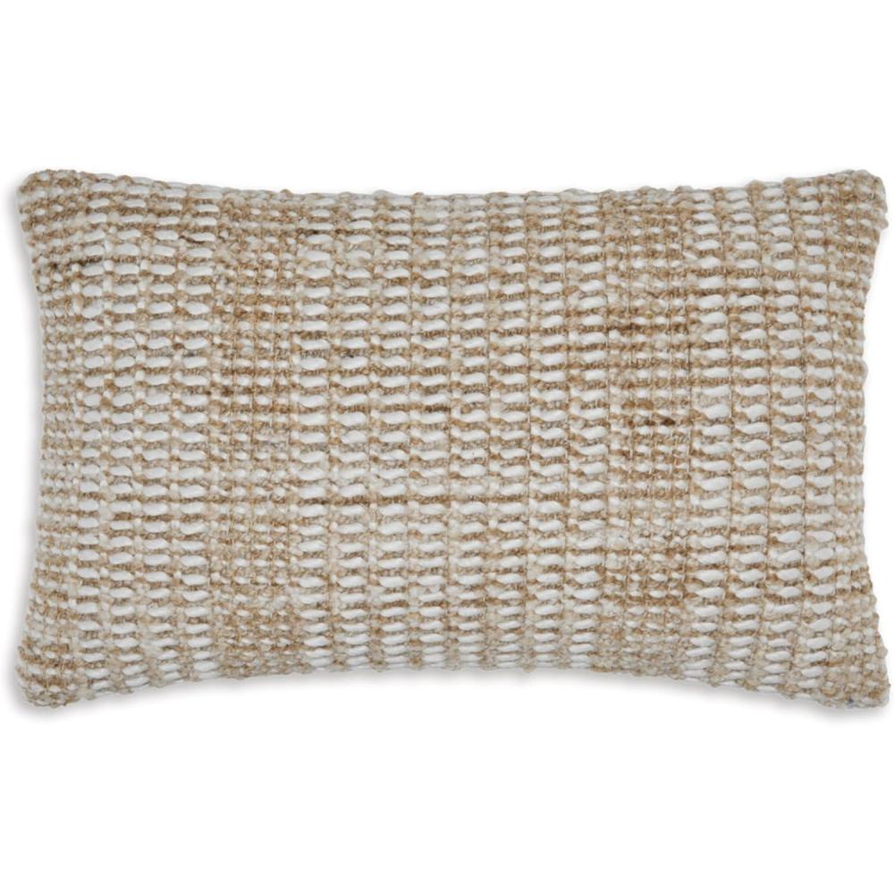 imageSignature Design by Ashley Hathby Casual Indoor Striped 22 x 14 Inches Pillow with Zipper Closure Light Brown amp White