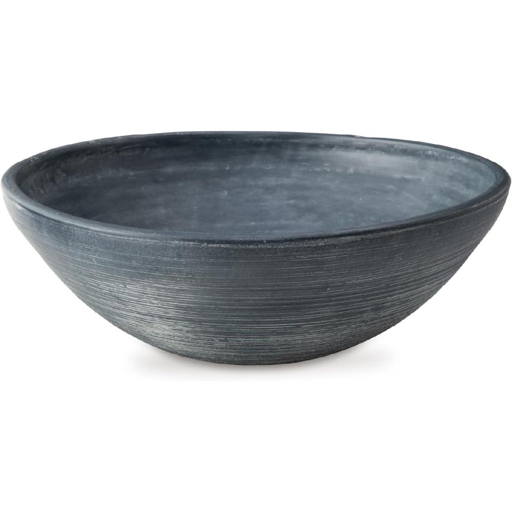 imageSignature Design by Ashley Meadie Classic Indoor Round Striped Terracotta Bowl Blue