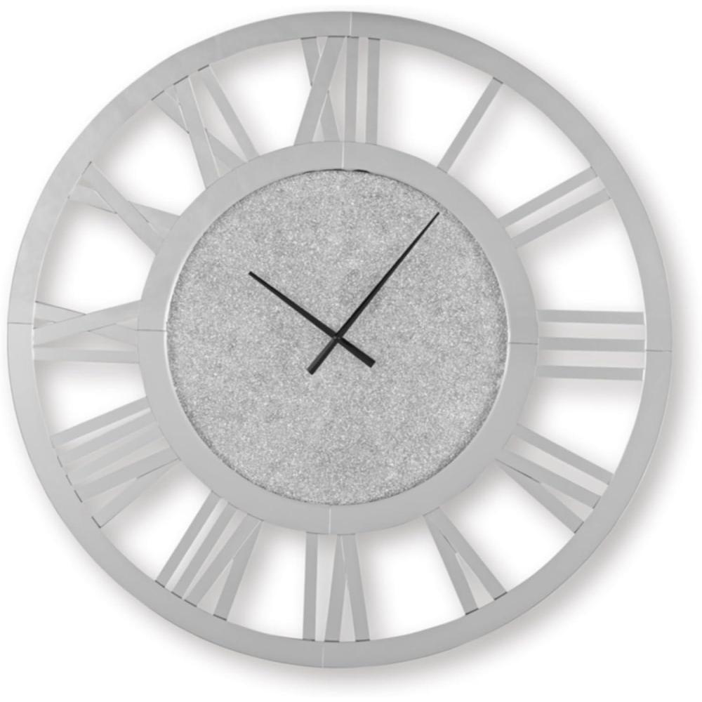 imageSignature Design by Ashley Reinport Contemporary Glass Analog Quartz Wall Clock with Roman Numerals Chrome amp Black