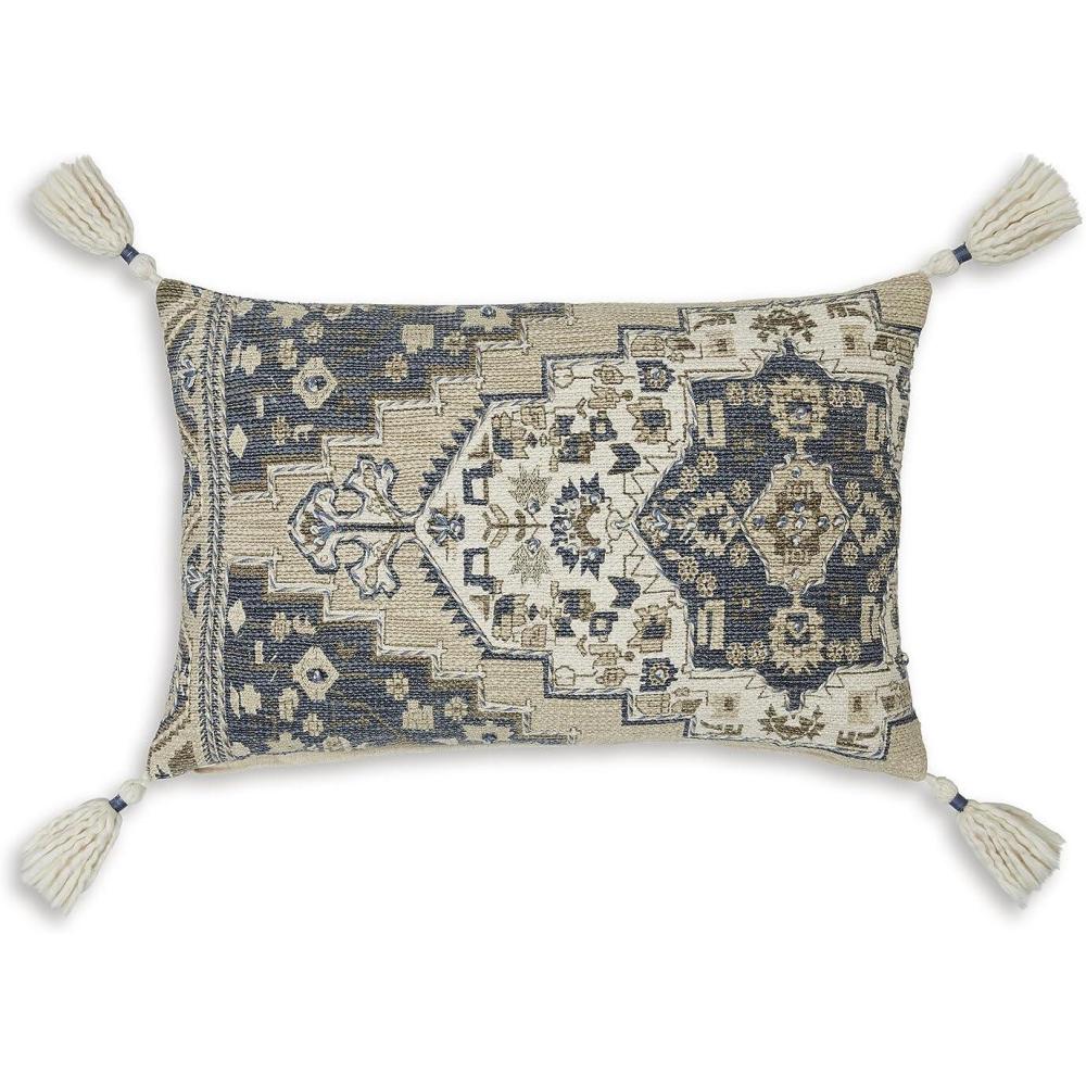 imageSignature Design by Ashley Winbury Bohemian Indoor Medallion 22 x 14 Inches Pillow with Zipper Closure Blue amp Light Brown