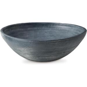 Signature Design by Ashley Meadie Classic Indoor Round Striped Terracotta Bowl, Blue