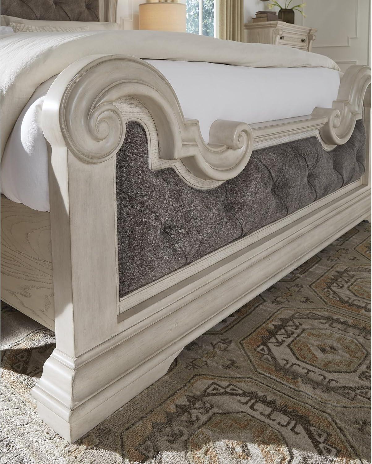 imageSignature Design by Ashley Andonhall Traditional Upholstered Panel Bed with Tufted Design Foundation or Box Spring Needed King Beige