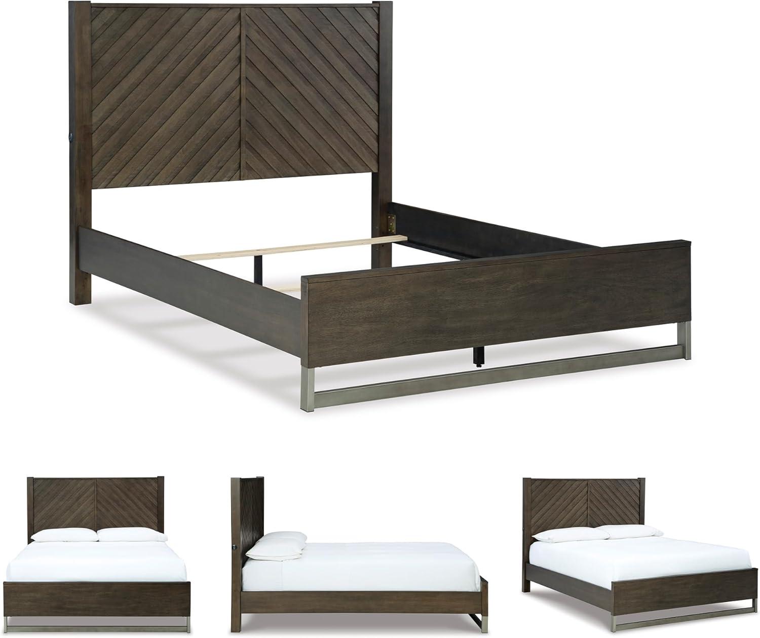 imageSignature Design by Ashley Arkenton Contemporary King Panel Bed with Dual USB Charging Ports Foundation or Box Spring Needed Dark BrownQueen Panel Bed