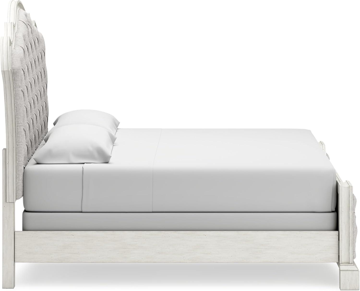 imageSignature Design by Ashley Arlendyne French Country Tufted Queen Upholstered Bed Foundation or Box Spring Needed WhiteCalifornia King Upholstered Bed