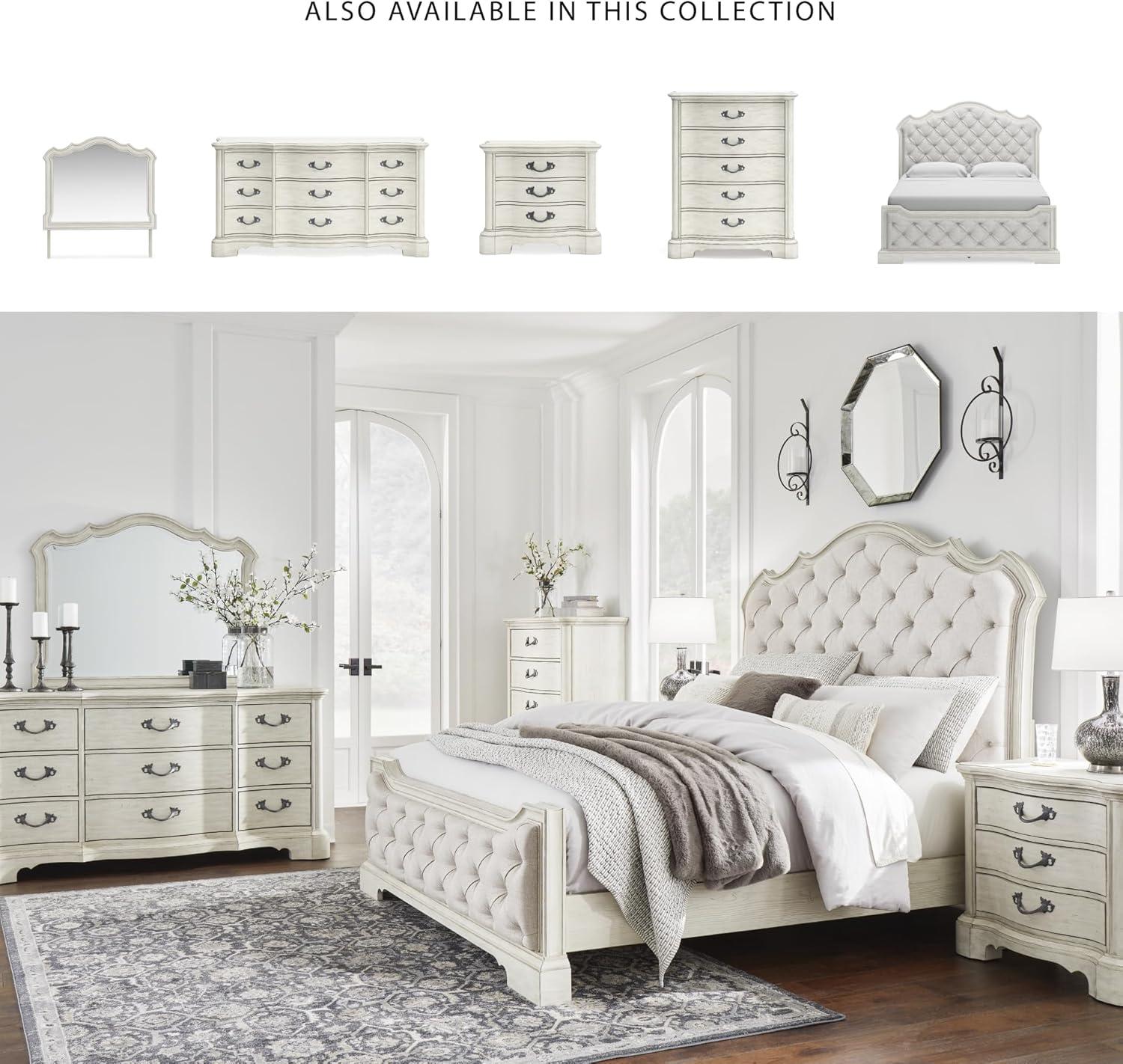 imageSignature Design by Ashley Arlendyne French Country Tufted Queen Upholstered Bed Foundation or Box Spring Needed WhiteCalifornia King Upholstered Bed