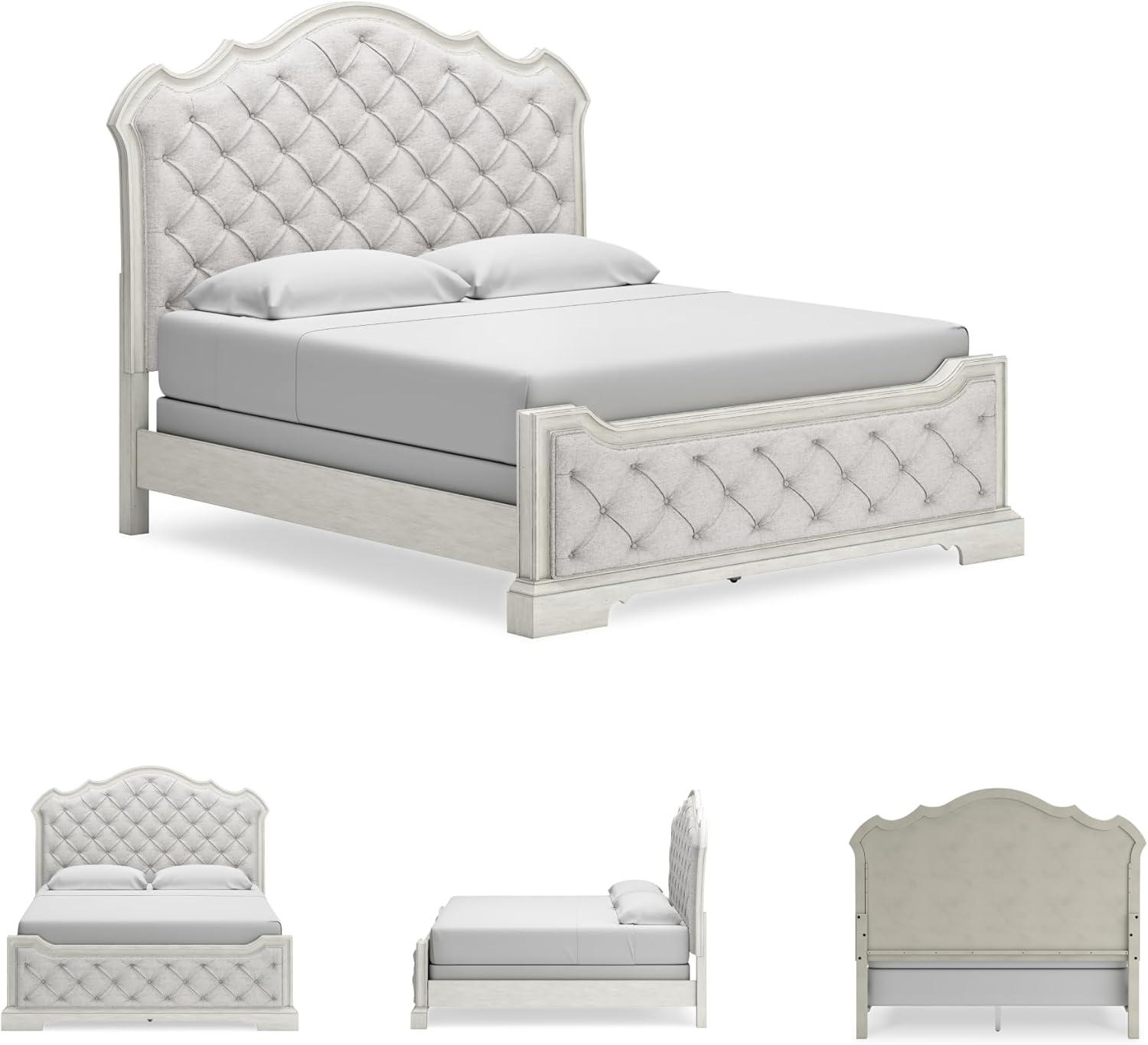 imageSignature Design by Ashley Arlendyne French Country Tufted Queen Upholstered Bed Foundation or Box Spring Needed WhiteCalifornia King Upholstered Bed