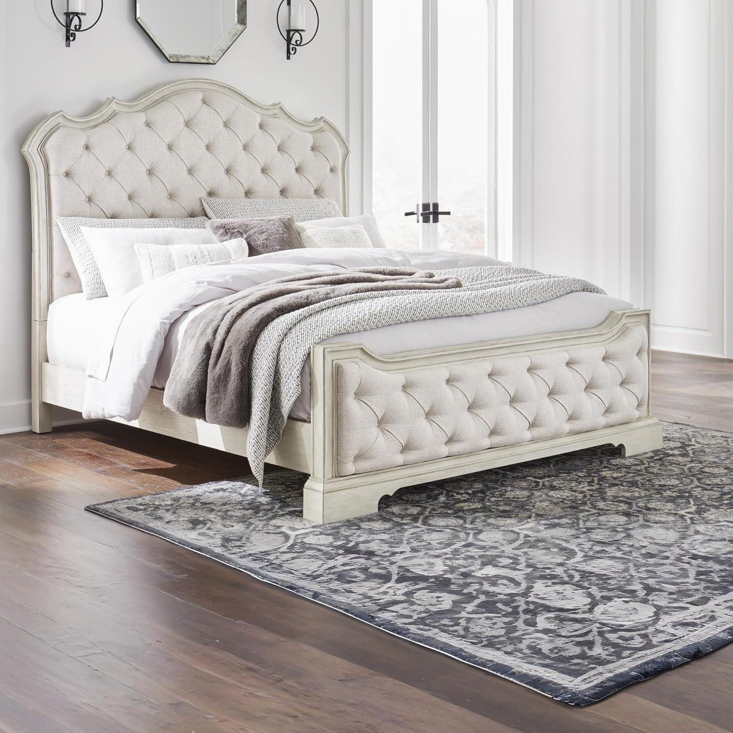 imageSignature Design by Ashley Arlendyne French Country Tufted Queen Upholstered Bed Foundation or Box Spring Needed WhiteCalifornia King Upholstered Bed