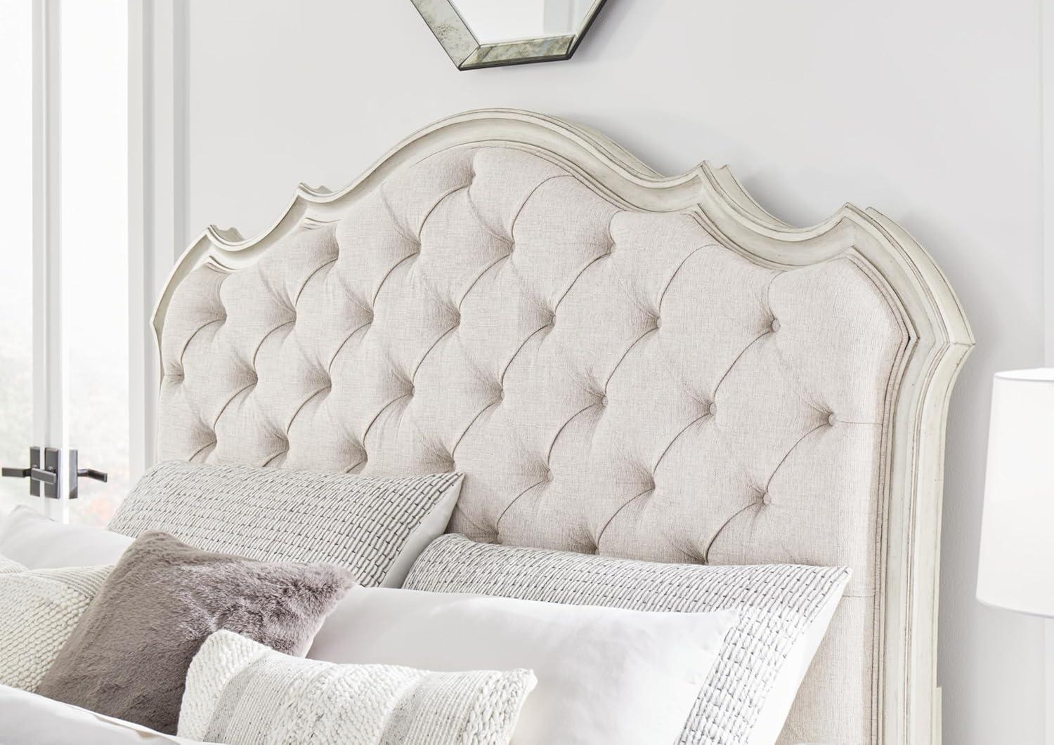 imageSignature Design by Ashley Arlendyne French Country Tufted Queen Upholstered Bed Foundation or Box Spring Needed WhiteCalifornia King Upholstered Bed
