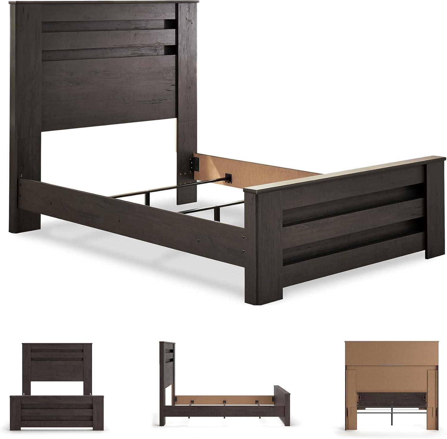 imageSignature Design by Ashley Brinxton Casual Queen Panel Bed with Metal Slats Foundation or Box Spring Needed BlackCharcoal