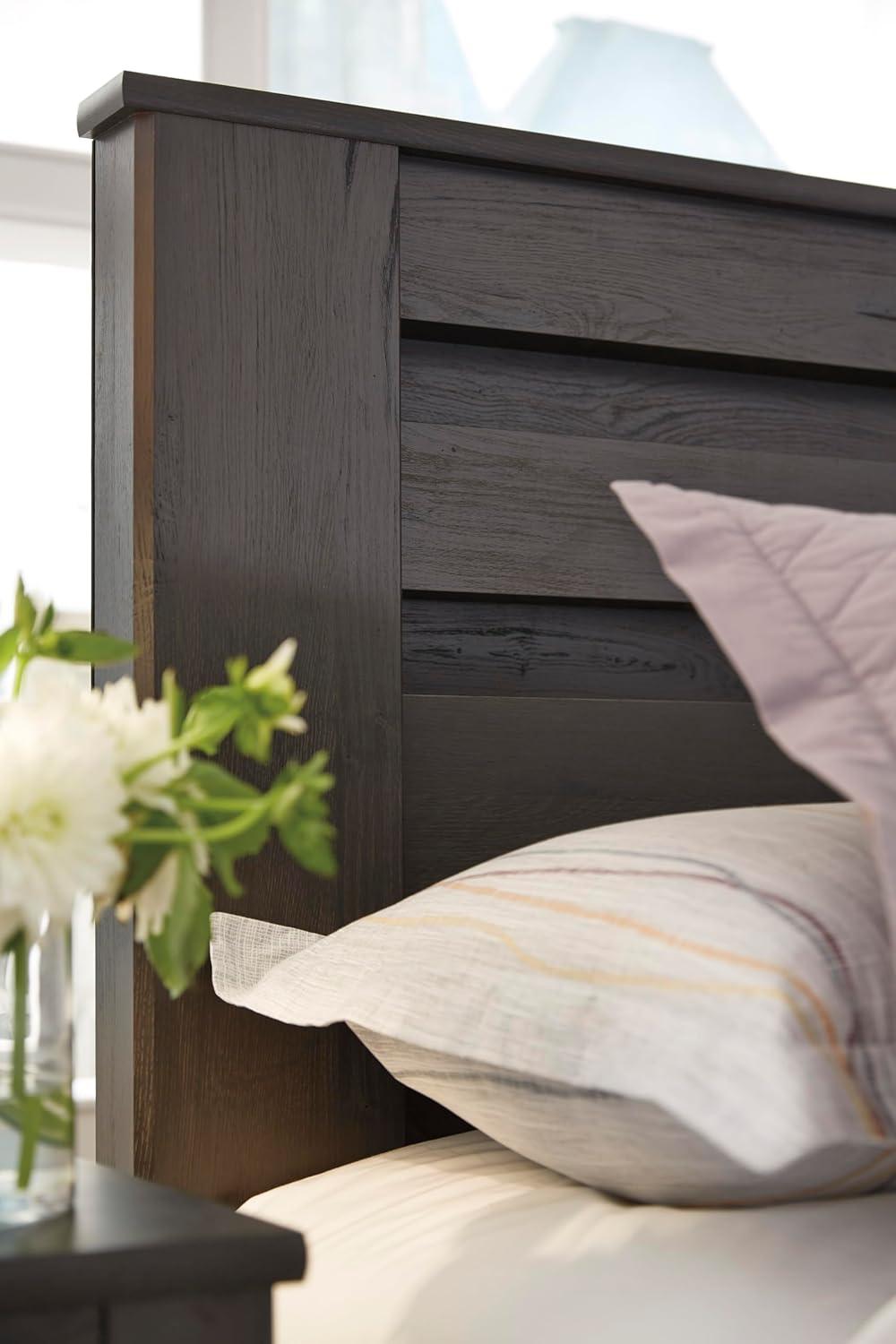 imageSignature Design by Ashley Brinxton Casual Queen Panel Bed with Metal Slats Foundation or Box Spring Needed BlackCharcoal