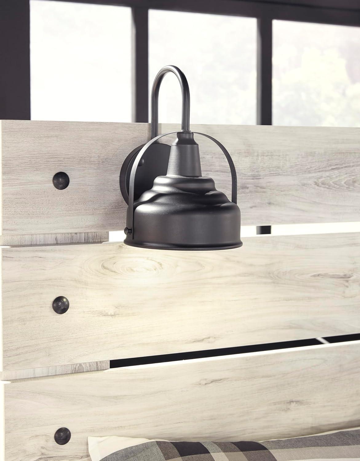 imageSignature Design by Ashley Cambeck Farmhouse Queen Panel Bed with 2 Storage Drawers Sconce Lights and USB Ports Foundation or Box Spring Needed WhitewashFull