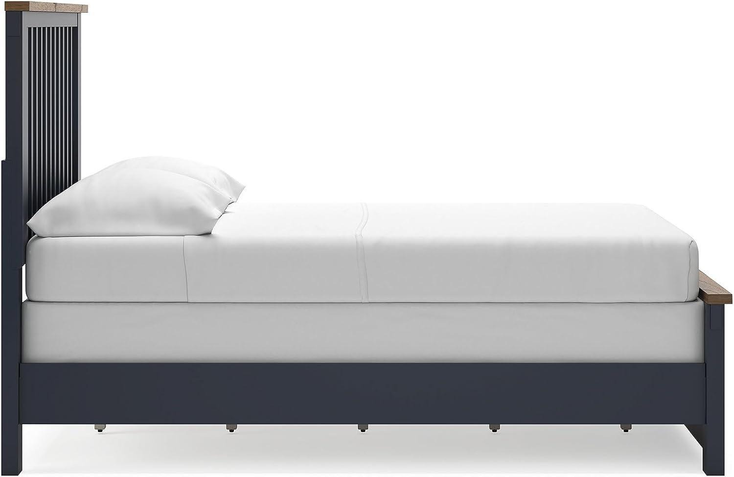 imageSignature Design by Ashley Landocken Farmhouse TwoTone Full Panel Bed Foundation or Box Spring Needed Blue amp Dark BrownFull