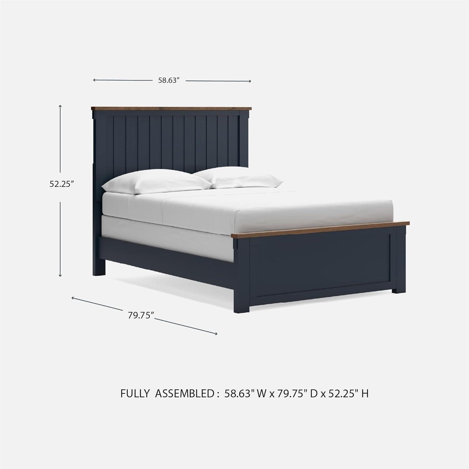 imageSignature Design by Ashley Landocken Farmhouse TwoTone Full Panel Bed Foundation or Box Spring Needed Blue amp Dark BrownFull
