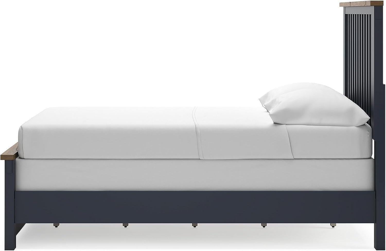 imageSignature Design by Ashley Landocken Farmhouse TwoTone Full Panel Bed Foundation or Box Spring Needed Blue amp Dark BrownFull