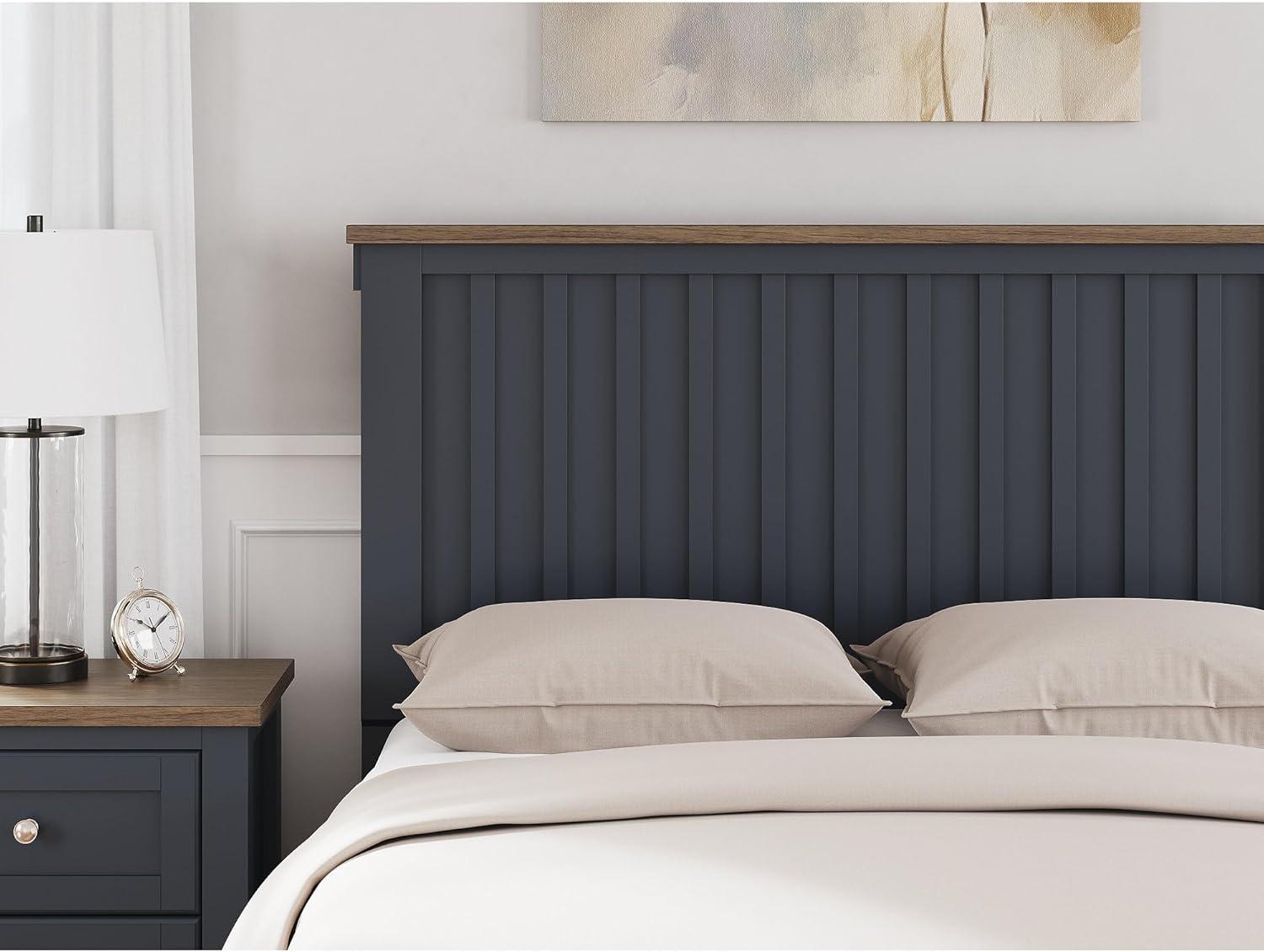 imageSignature Design by Ashley Landocken Farmhouse TwoTone Full Panel Bed Foundation or Box Spring Needed Blue amp Dark BrownFull