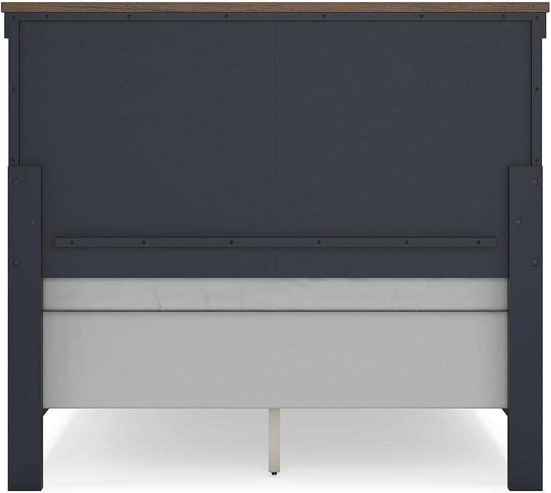imageSignature Design by Ashley Landocken Farmhouse TwoTone Full Panel Bed Foundation or Box Spring Needed Blue amp Dark BrownFull