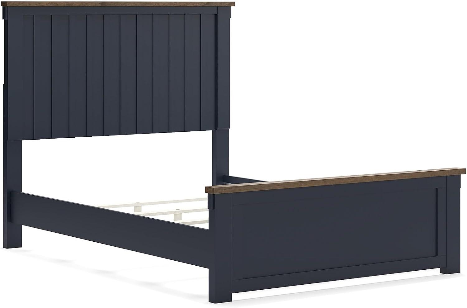 imageSignature Design by Ashley Landocken Farmhouse TwoTone Full Panel Bed Foundation or Box Spring Needed Blue amp Dark BrownFull