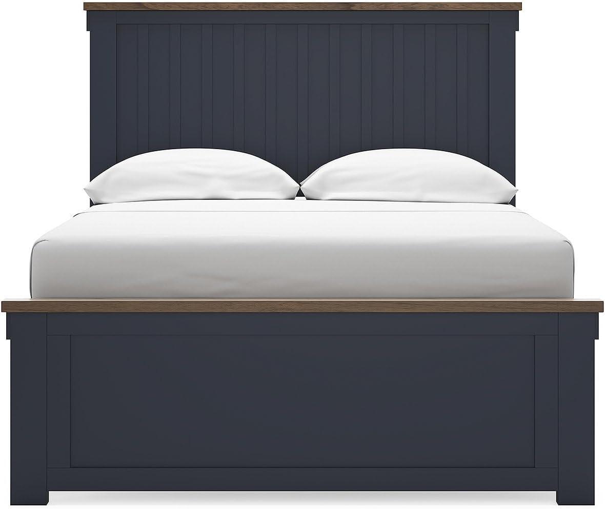 imageSignature Design by Ashley Landocken Farmhouse TwoTone Full Panel Bed Foundation or Box Spring Needed Blue amp Dark BrownFull