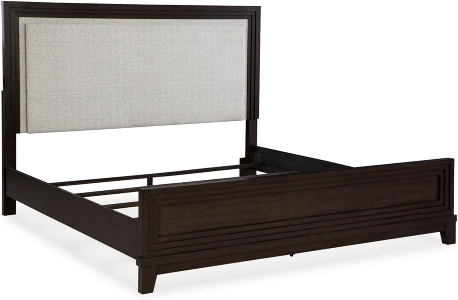 imageSignature Design by Ashley Neymorton Modern Queen Upholstered Panel Bed Foundation or Box Spring Needed Dark BrownKingCalifornia King