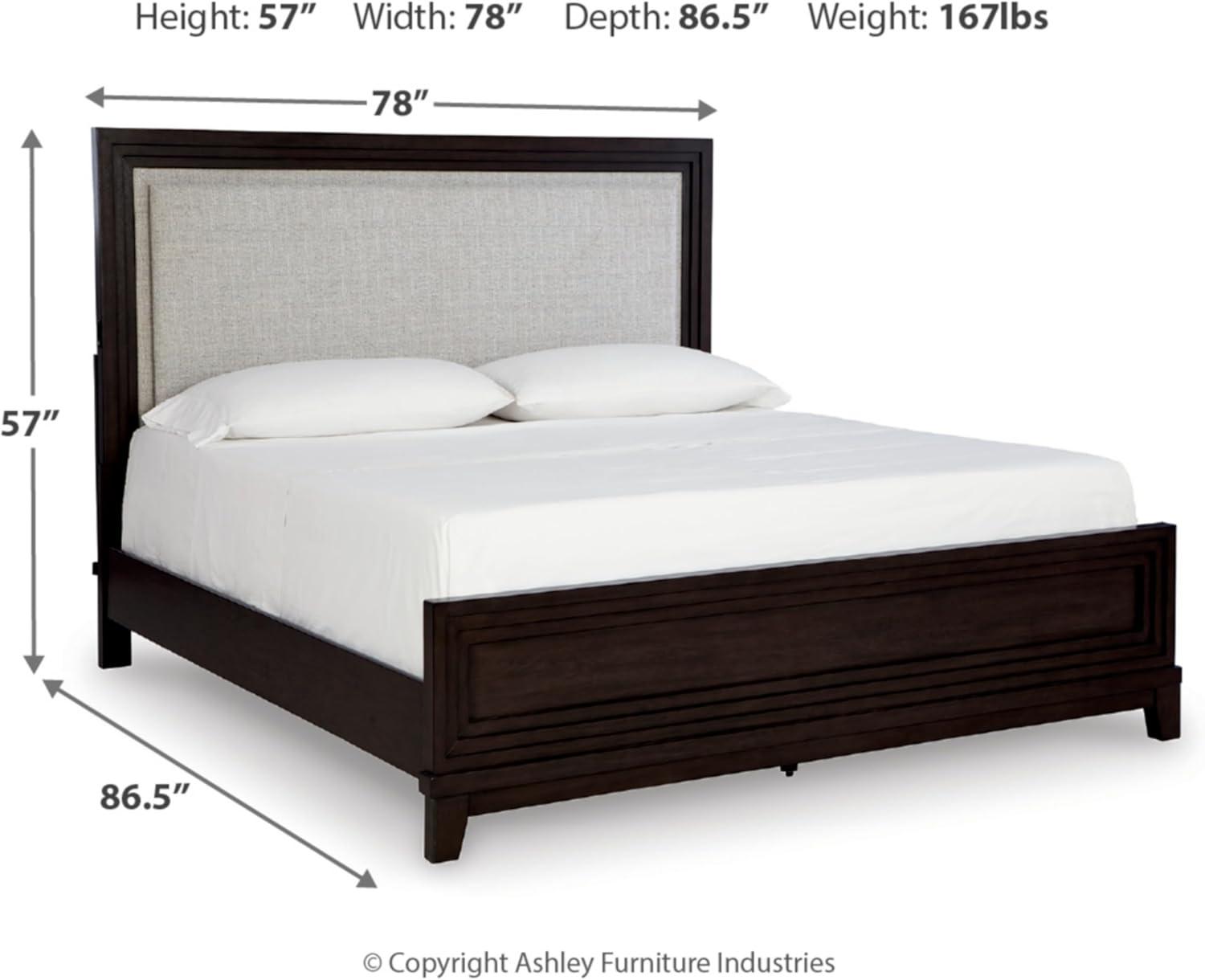 imageSignature Design by Ashley Neymorton Modern Queen Upholstered Panel Bed Foundation or Box Spring Needed Dark BrownKingCalifornia King