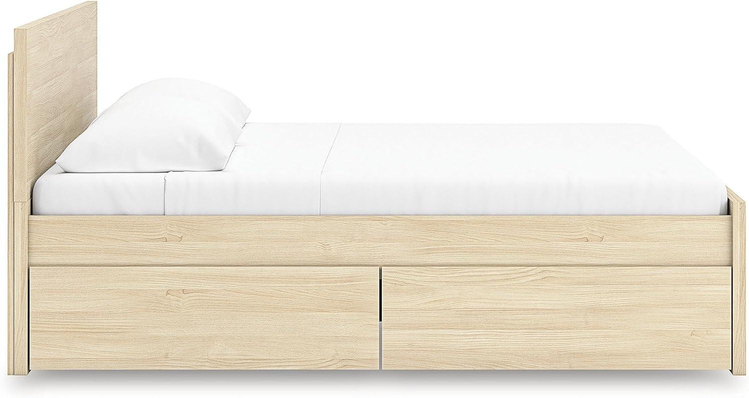 imageSignature Design by Ashley Onita Minimalist Panel Platform Bed with Storage Foundation or Box Spring Not Needed King Beige